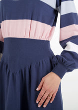 Load image into Gallery viewer, Bell sleeve striped knit dress, grey
