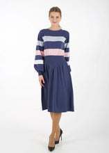 Load image into Gallery viewer, Bell sleeve striped knit dress, grey