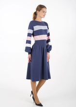 Load image into Gallery viewer, Bell sleeve striped knit dress, grey
