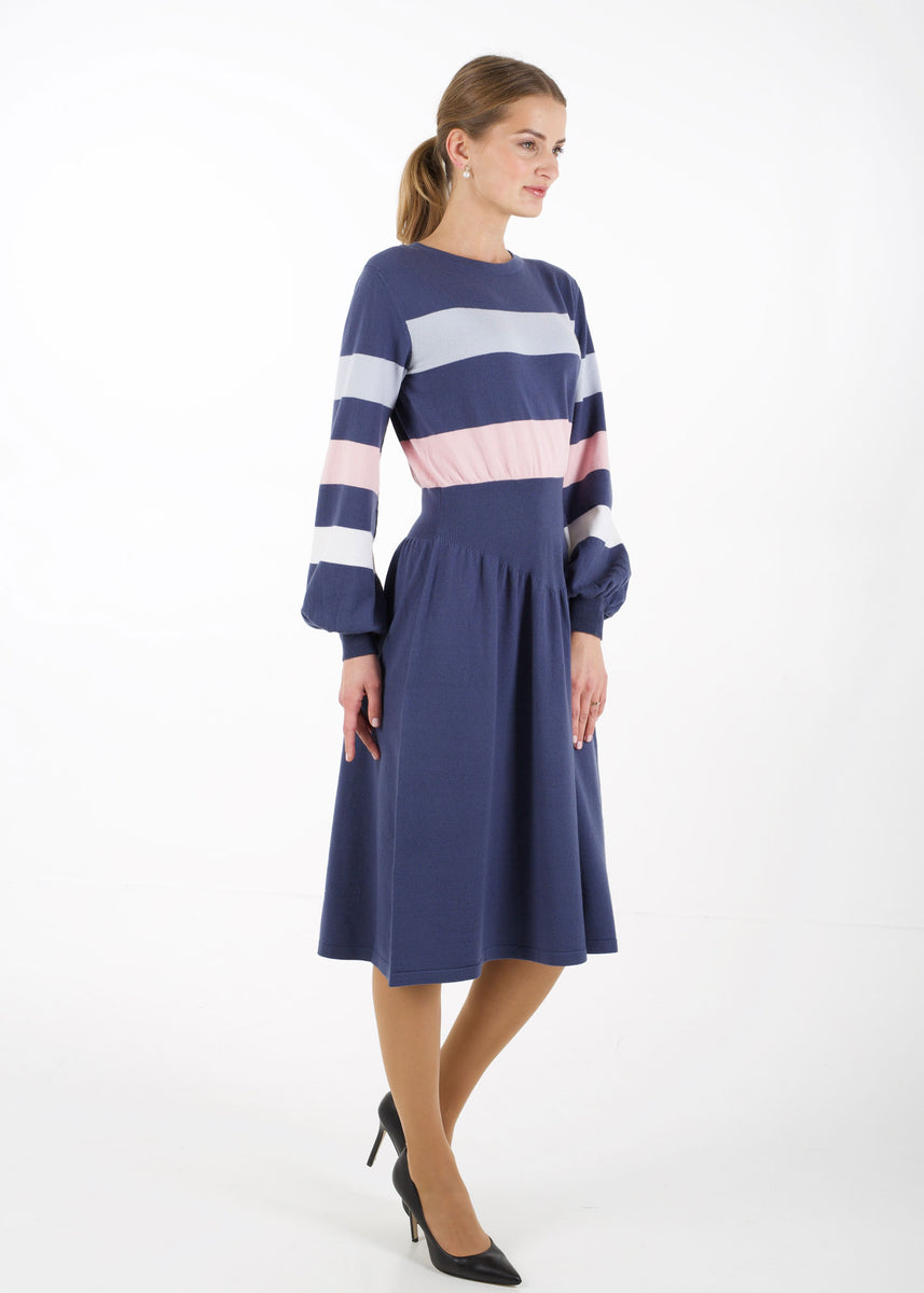 Striped bell sleeve on sale dress