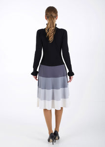 Gradient knit dress, black to white