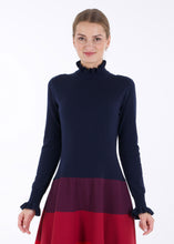 Load image into Gallery viewer, Gradient knit dress, midnight blue to poppy red