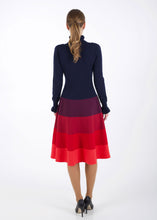 Load image into Gallery viewer, Gradient knit dress, midnight blue to poppy red
