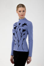 Load image into Gallery viewer, Merino wool floral jacquard knit top, lavender
