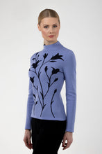 Load image into Gallery viewer, Merino wool floral jacquard knit top, lavender