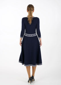 Fit and flare knit dress, navy