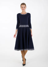 Load image into Gallery viewer, Fit and flare knit dress, navy
