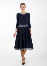 Load image into Gallery viewer, Fit and flare knit dress, navy