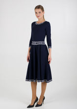 Load image into Gallery viewer, Fit and flare knit dress, navy
