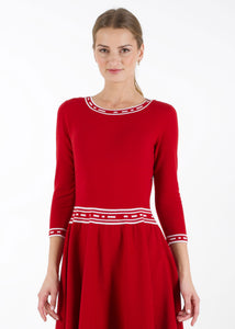 Fit and flare knit dress, red