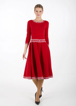 Load image into Gallery viewer, Fit and flare knit dress, red
