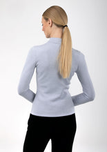 Load image into Gallery viewer, Merino wool floral jacquard knit top, light grey