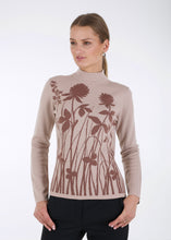 Load image into Gallery viewer, Merino wool jacquard knit top, meadow, beige

