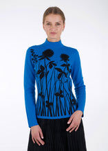 Load image into Gallery viewer, Merino wool jacquard knit top, meadow, blue
