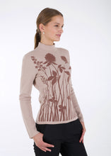 Load image into Gallery viewer, Merino wool jacquard knit top, meadow, beige