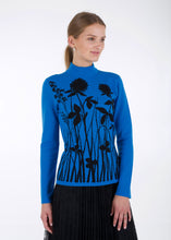 Load image into Gallery viewer, Merino wool jacquard knit top, meadow, blue