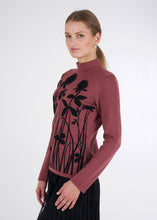 Load image into Gallery viewer, Merino wool jacquard knit top, meadow, renaissance rose
