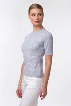 Load image into Gallery viewer, Forget-me-not jacquard knit top, grey