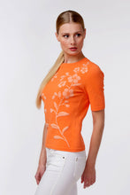 Load image into Gallery viewer, Forget-me-not jacquard knit top, orange