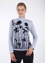 Load image into Gallery viewer, Merino wool jacquard knit top, meadow, light grey
