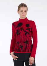 Load image into Gallery viewer, Merino wool jacquard knit top, meadow, red