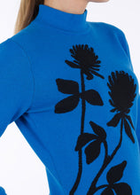 Load image into Gallery viewer, Merino wool jacquard knit top, clover, blue