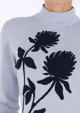 Load image into Gallery viewer, Merino wool jacquard knit top, clover, light grey