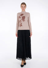 Load image into Gallery viewer, Merino wool jacquard knit top, clover, beige