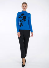 Load image into Gallery viewer, Merino wool jacquard knit top, clover, blue