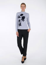 Load image into Gallery viewer, Merino wool jacquard knit top, clover, light grey