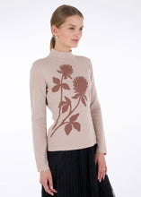 Load image into Gallery viewer, Merino wool jacquard knit top, clover, beige