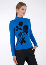 Load image into Gallery viewer, Merino wool jacquard knit top, clover, blue