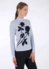 Load image into Gallery viewer, Merino wool jacquard knit top, clover, light grey