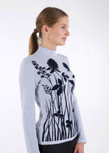 Load image into Gallery viewer, Merino wool jacquard knit top, meadow, light grey