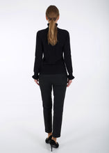 Load image into Gallery viewer, Merino ruffle knit top, black
