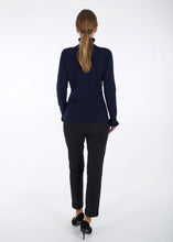 Load image into Gallery viewer, Merino ruffle knit top, dark blue