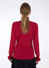 Load image into Gallery viewer, Merino ruffle knit top, raspberry