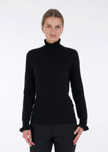 Load image into Gallery viewer, Merino ruffle knit top, black