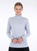 Load image into Gallery viewer, Merino ruffle knit top, light grey