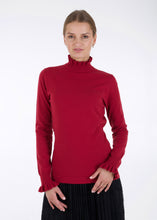 Load image into Gallery viewer, Merino ruffle knit top, raspberry