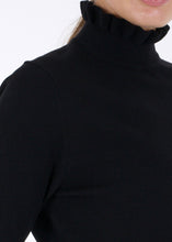 Load image into Gallery viewer, Merino ruffle knit top, black