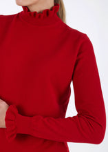 Load image into Gallery viewer, Merino ruffle knit top, red