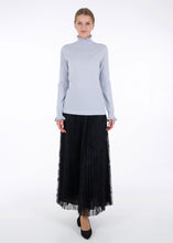 Load image into Gallery viewer, Merino ruffle knit top, light grey