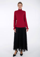 Load image into Gallery viewer, Merino ruffle knit top, raspberry