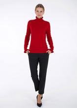 Load image into Gallery viewer, Merino ruffle knit top, red