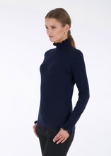 Load image into Gallery viewer, Merino ruffle knit top, dark blue
