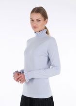Load image into Gallery viewer, Merino ruffle knit top, light grey