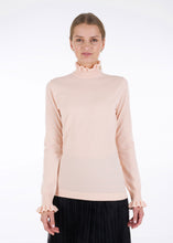 Load image into Gallery viewer, Merino ruffle knit top, light orange