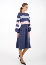 Load image into Gallery viewer, Bell sleeve striped knit dress, grey
