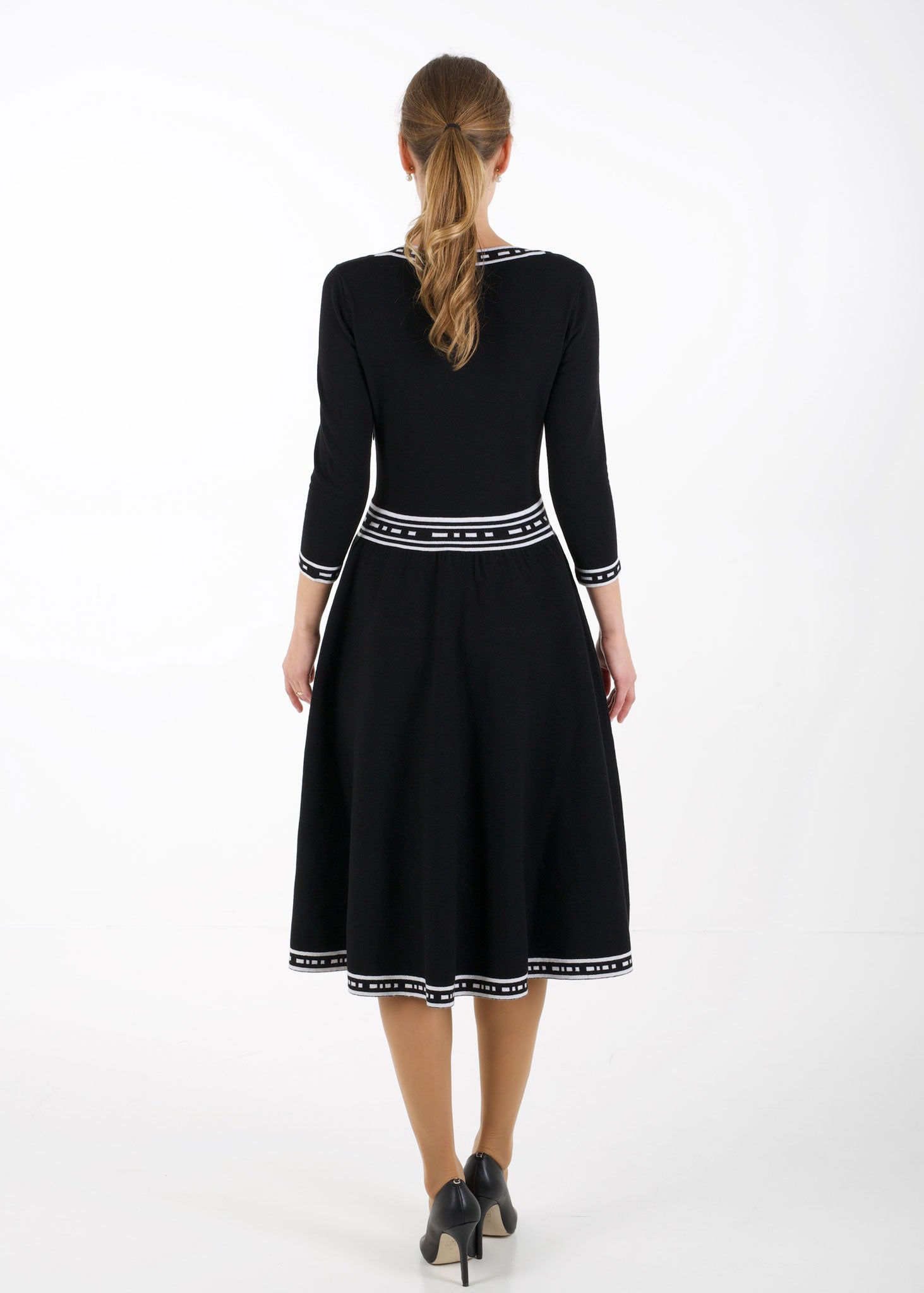 Fit and flare knit dress, black winter dress Arctic Affair Fit and flare knit dress, black winter dress Arctic Affair